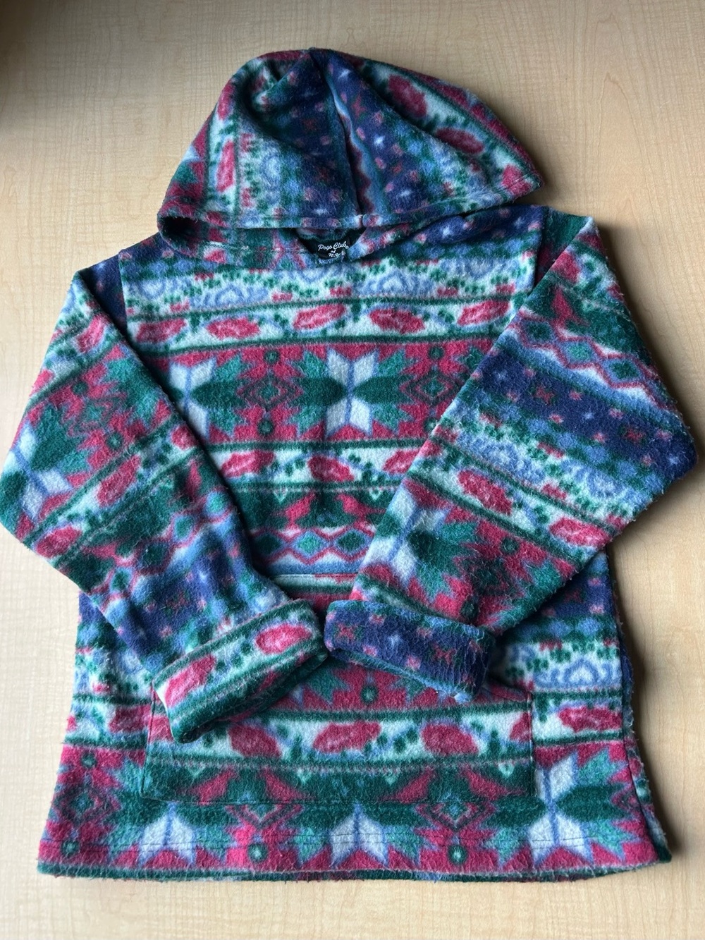 VTG 90s Kids 12 Multicolored Southwestern Aztec Fleece Hoodie Gorpcore Cabincore